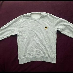 Comme des Garçons style Heather Grey crewneck sweatshirt w/ Gold heart patch SM